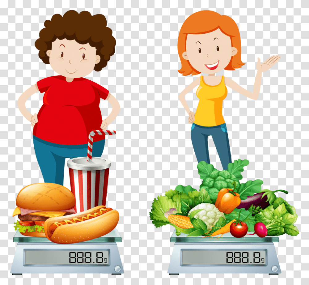 Healthy And Unhealthy Person, Plant, Food, Burger, People Transparent Png