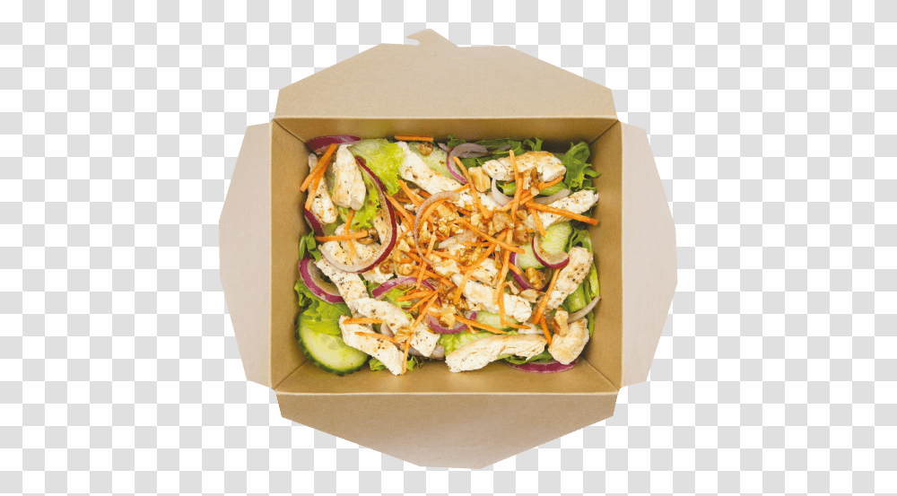 Healthy Cafe Crunch Mansfield Fit Food Fast Chicken Salad Box, Lunch, Meal, Dish, Pizza Transparent Png