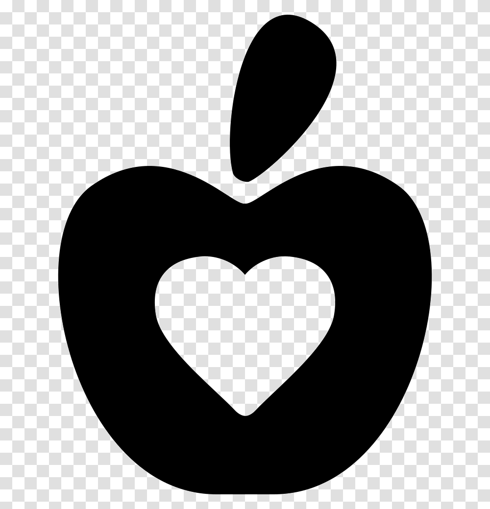 Healthy Food Symbol Of An Apple With A Heart Letter O As An Apple, Stencil, Mustache Transparent Png
