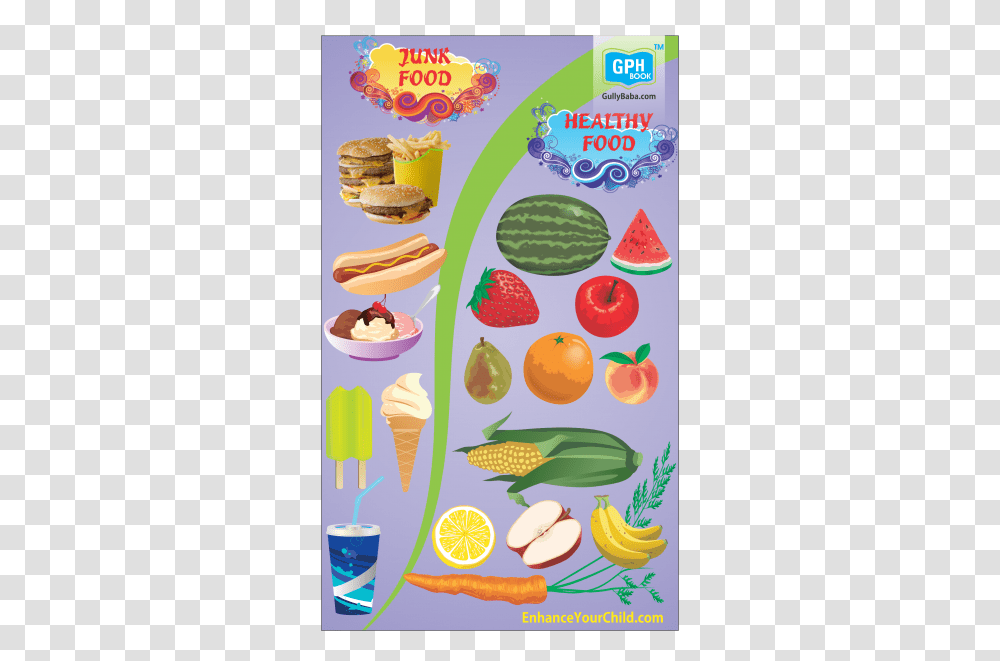 Healthy Food Vs Junk Food Poster, Plant, Fruit, Cream, Dessert Transparent Png