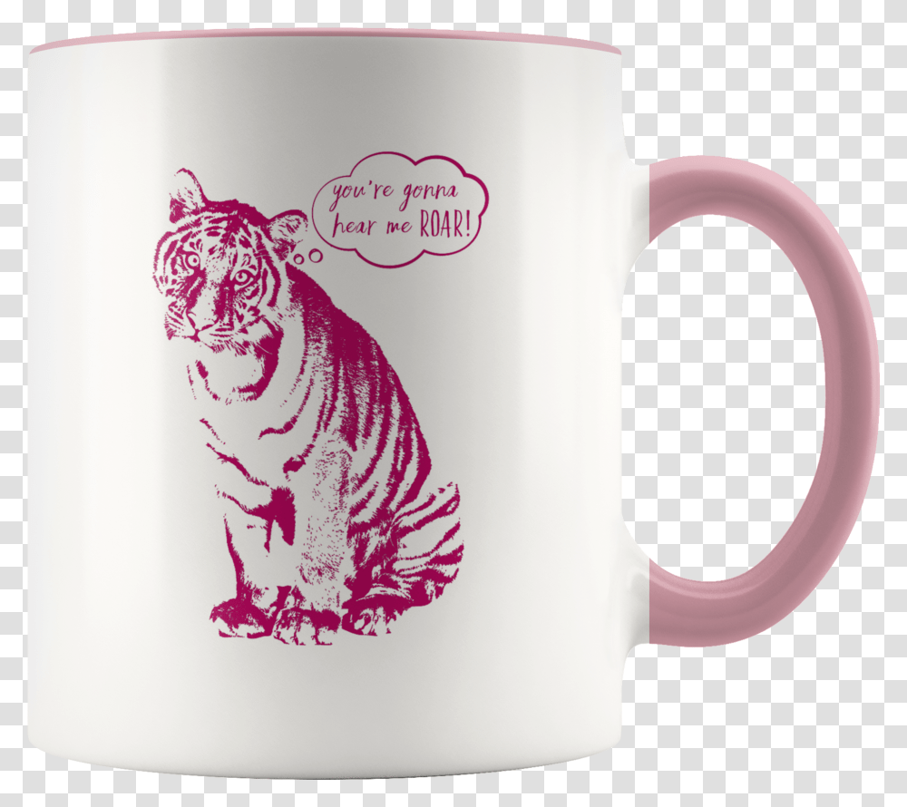 Hear Me Roar Mug Caffeine Queen Mug Full Size Tiger Shirt For Kids, Coffee Cup, Cat, Pet, Mammal Transparent Png
