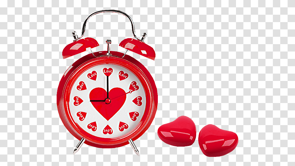 Heart Alarm Clock Red Time Romantic, Clock Tower, Architecture, Building Transparent Png