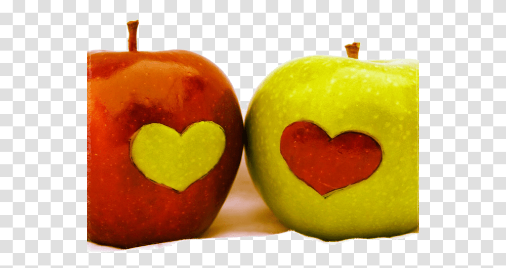 Heart Apples Download Green Apple, Plant, Fruit, Food, Peel Transparent Png