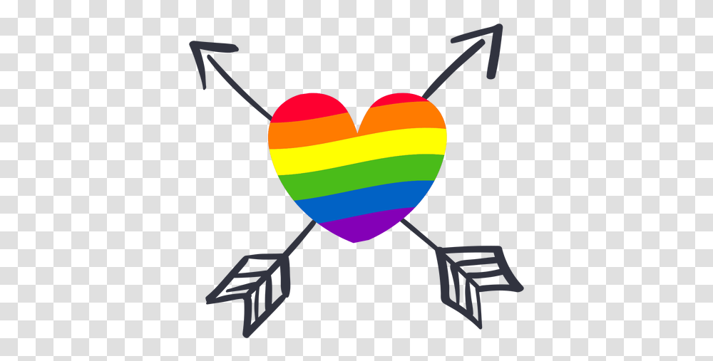 Heart Arrow Rainbow Lgbt Sticker & Svg Crossed Arrows, Graphics, Label, Text Transparent Png
