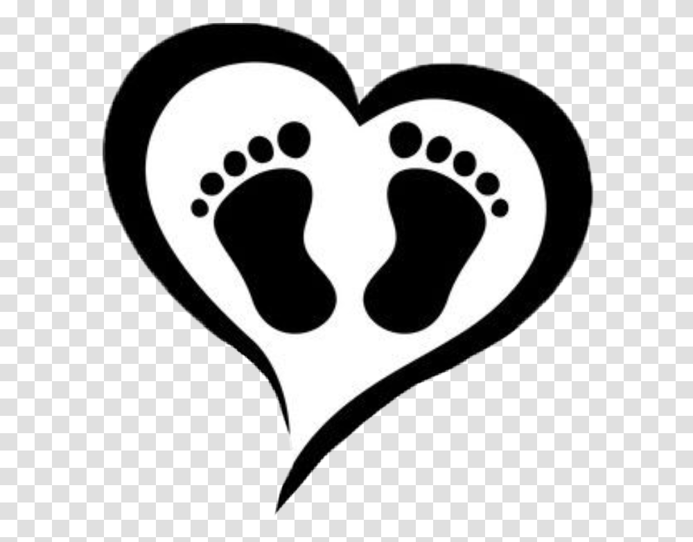 Heart Baby Babyfeet Silhouette Baby Feet Heart Clip Art Baby Feet In Heart Silhouette, Label, Text, Stencil, Cushion Transparent Png