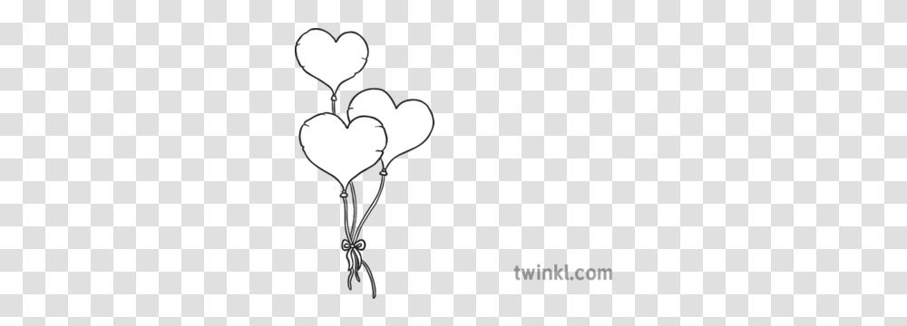 Heart Balloon Bouquet Black And White Illustration Twinkl Afl Boots Drawings, Scissors, Blade, Weapon, Weaponry Transparent Png