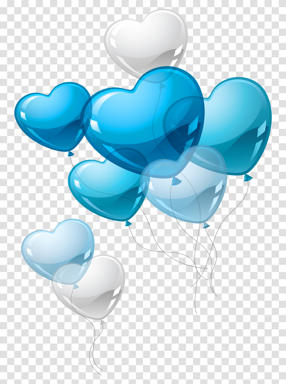 Heart Balloons String Confetti Blue Heart Balloon Transparent Png