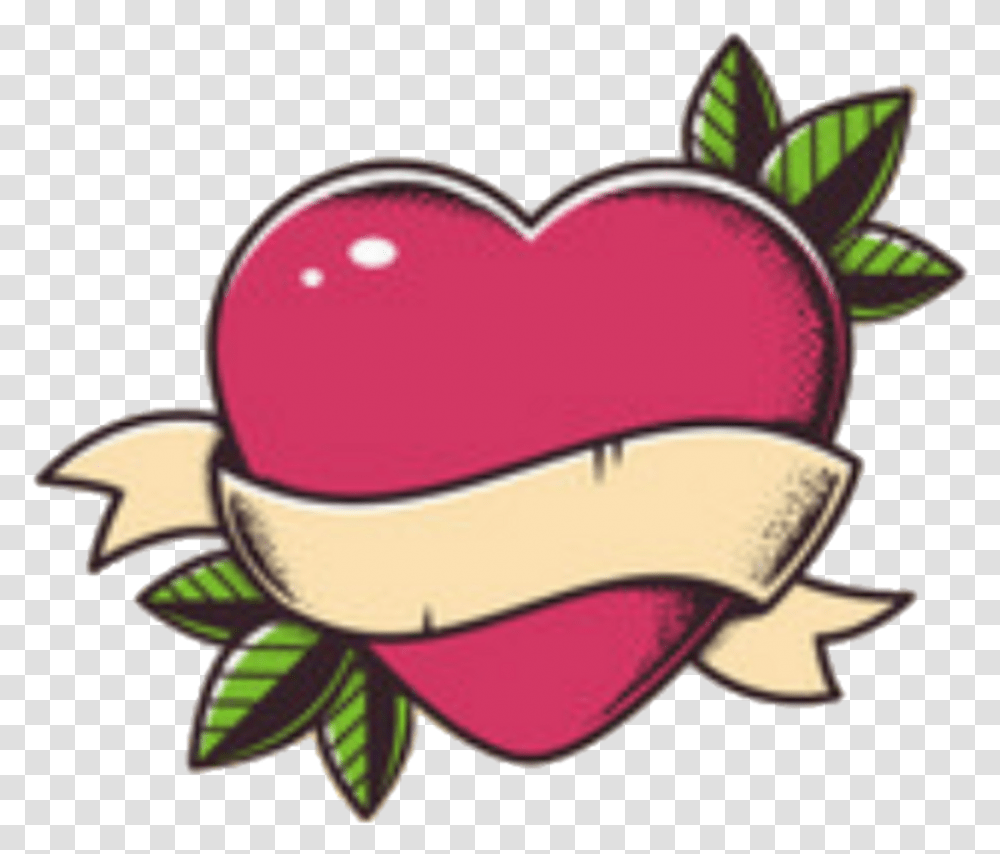 Heart Banner Leaves Hearttattoo Lovetattoo Tattoocolors, Baseball Cap, Hat, Apparel Transparent Png