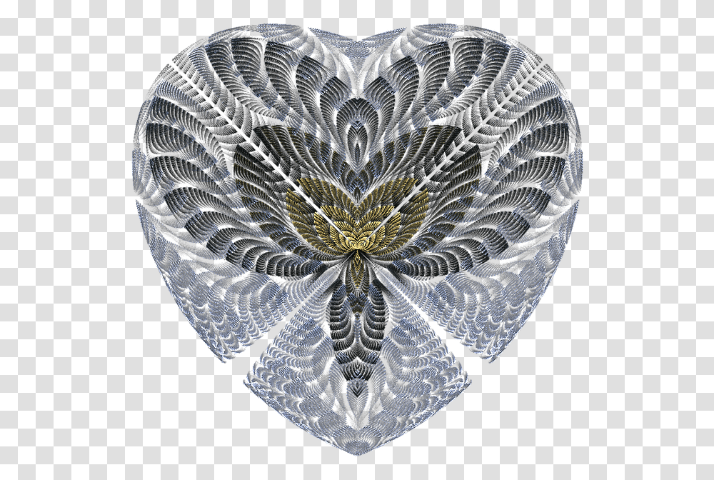 Heart Blue Fractal Valentine, Ornament, Pattern, Rug, Scarf Transparent Png