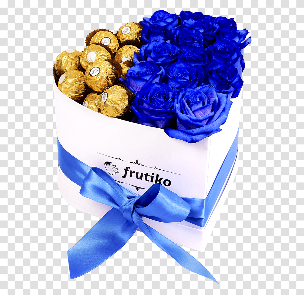 Heart Box Blue Rose Ferrero Rocher, Plant, Flower, Blossom, Flower Bouquet Transparent Png