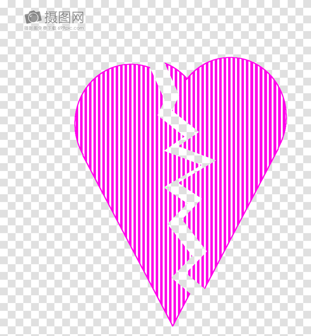Heart Broken Broken Striped Pink Heart Heart Graphic Design, Light Transparent Png