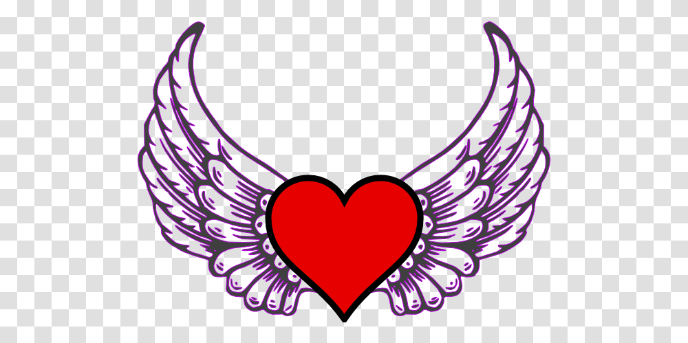 Heart Cartoon Hearts With Wings 600x438 Clipart Vector Angel Wings Eps, Purple, Maroon Transparent Png
