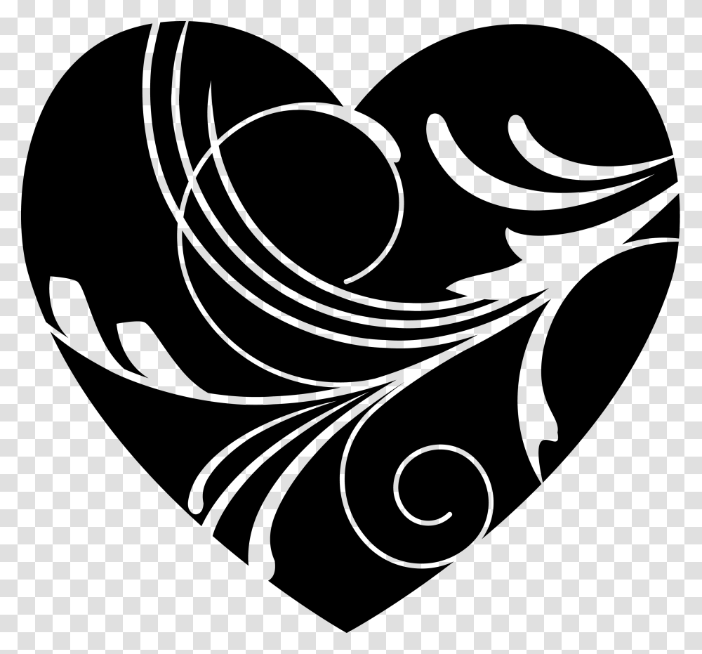 Heart Clipart Black Valentines Day Heart, Floral Design, Pattern Transparent Png