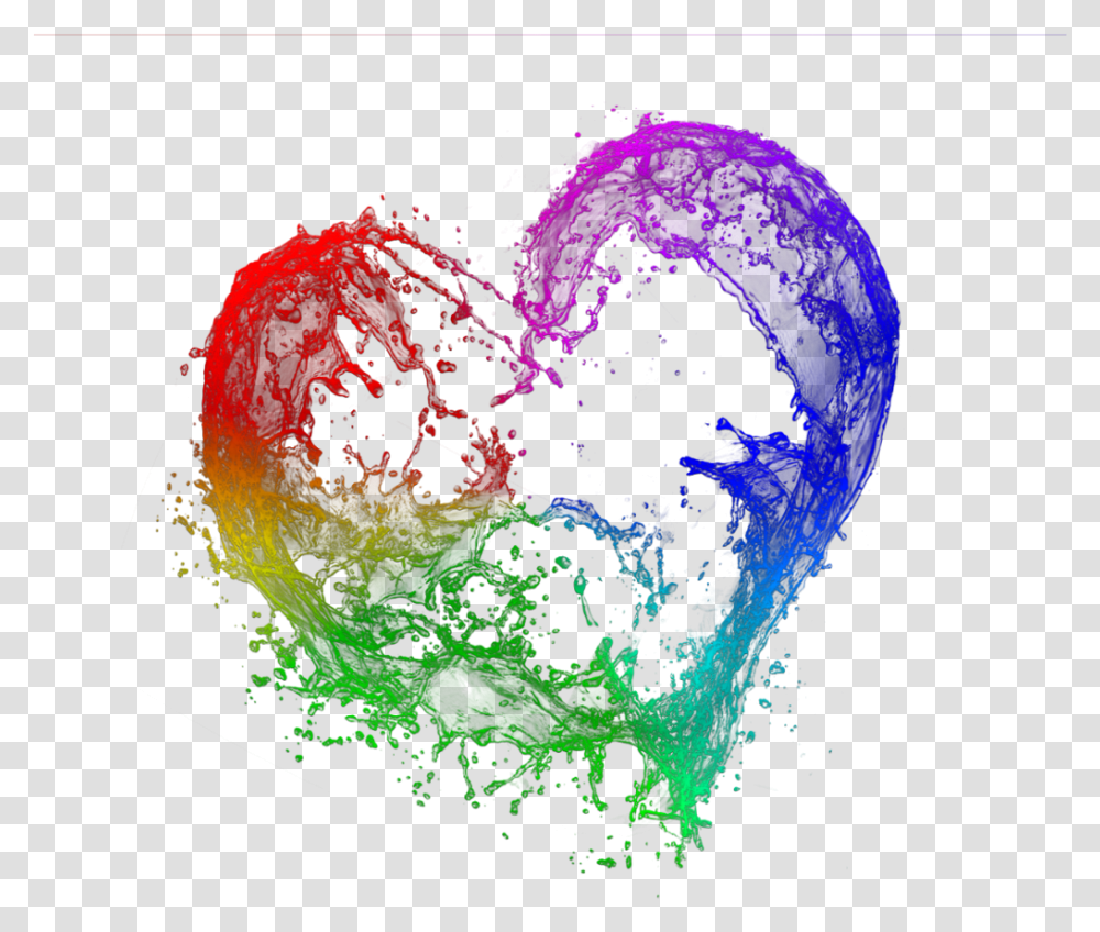 Heart Color Rainbow Love Cute Liquid Splash Splash Color Love, Painting, Light Transparent Png
