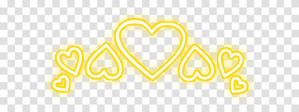 Heart Crown Yellow Neon Love Freetoedit Heart, Label, Food, Alphabet Transparent Png