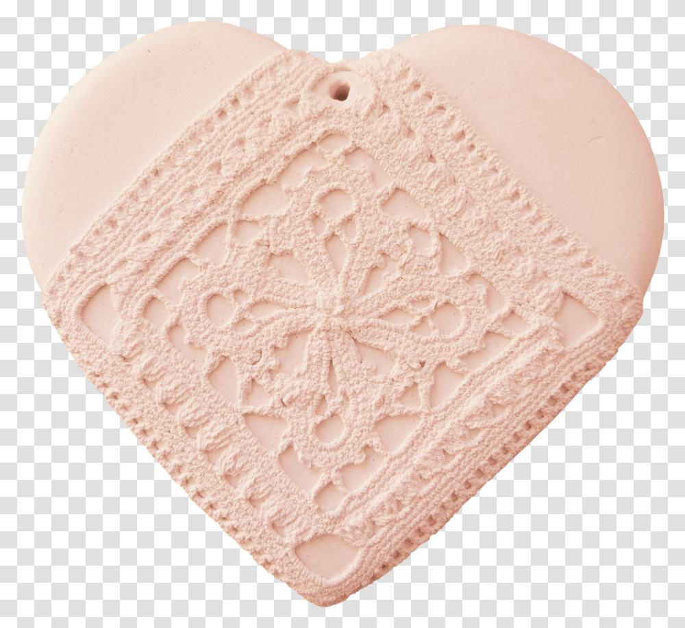 Heart Crude Soft Pink Guipure To Perfume Heart, Lace, Rug, Bread, Food Transparent Png