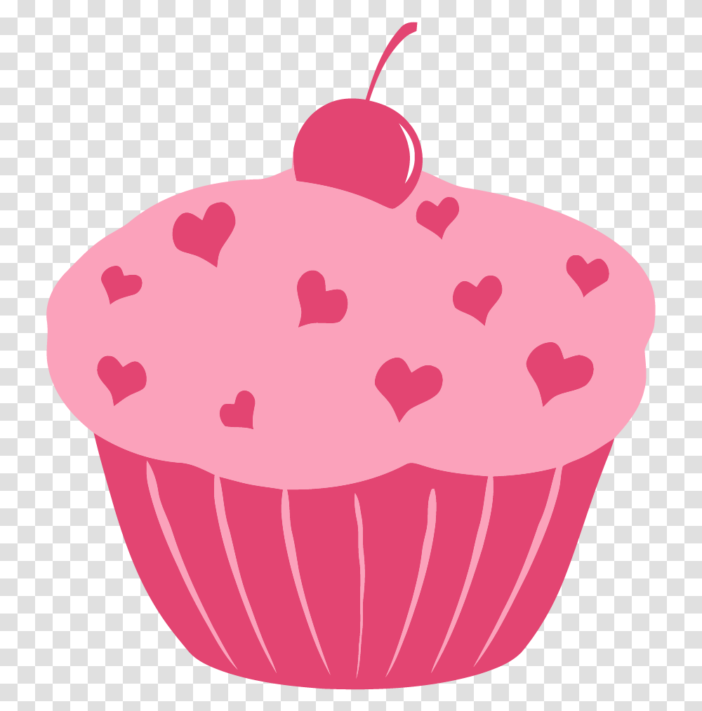 Heart Cupcake Clipart Cute Pink Cupcake Clipart, Cream, Dessert, Food, Creme Transparent Png