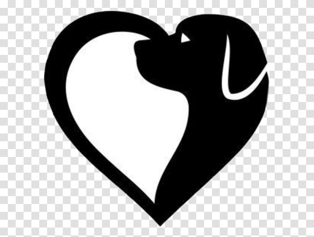 Heart Dog Silhouette Dog With Heart Silhouette, Label, Sticker, Stencil Transparent Png