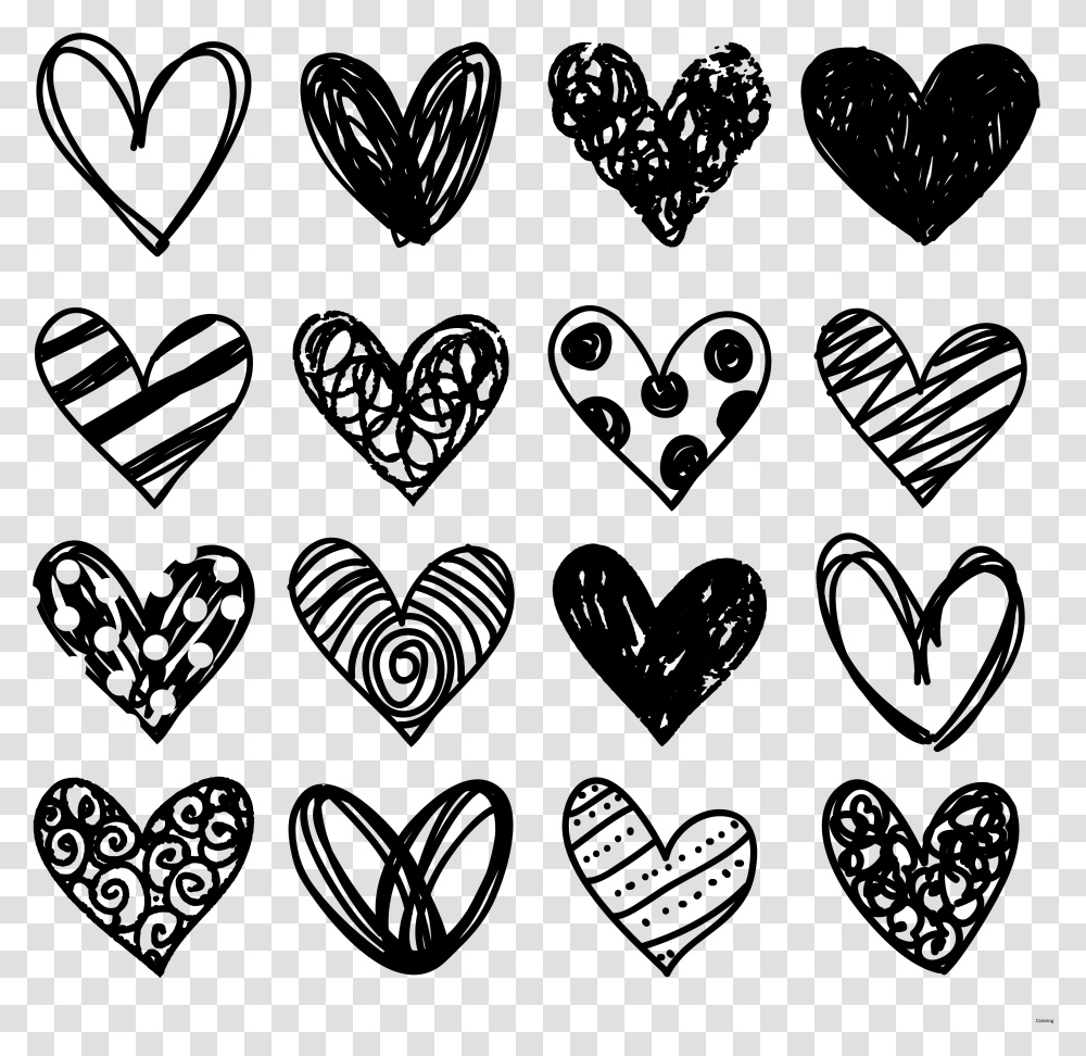 Heart Doodle Black And White Hearts Clipart, Gray, World Of Warcraft Transparent Png
