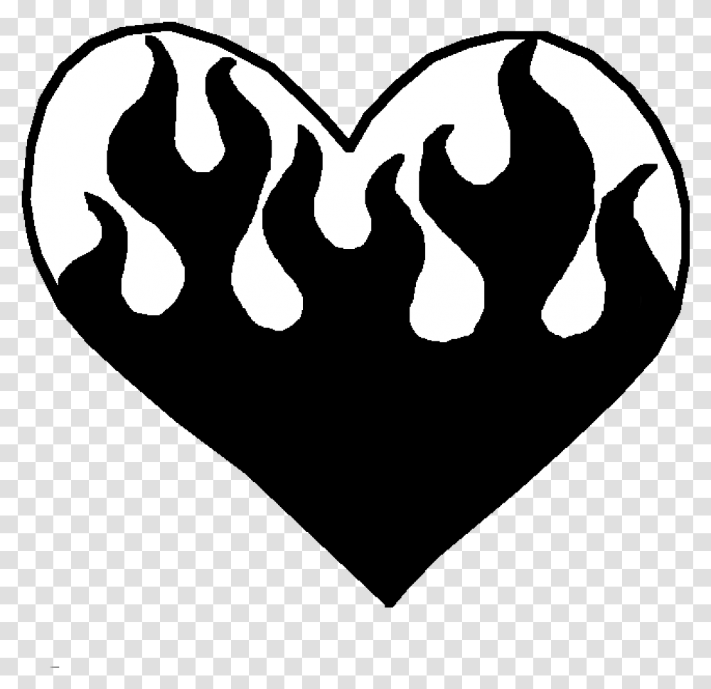 Heart Drawing Flames, Stencil, Hook Transparent Png