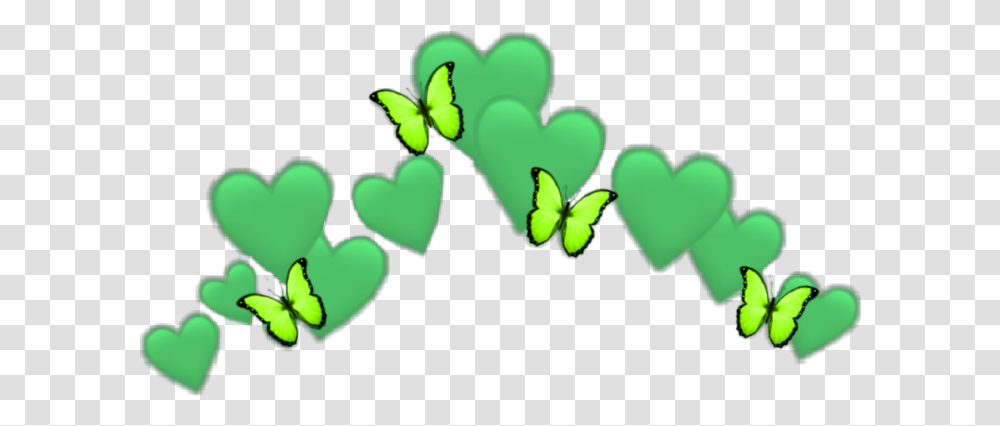 Heart Emoji Butterfly Green Crown Freetoedit Transparent Png