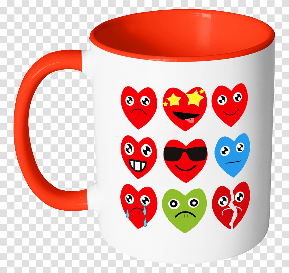 Heart Emojis Gift For Valentine's Day Mugs Accent Mug Color Mug, Coffee Cup, Sunglasses, Accessories, Accessory Transparent Png