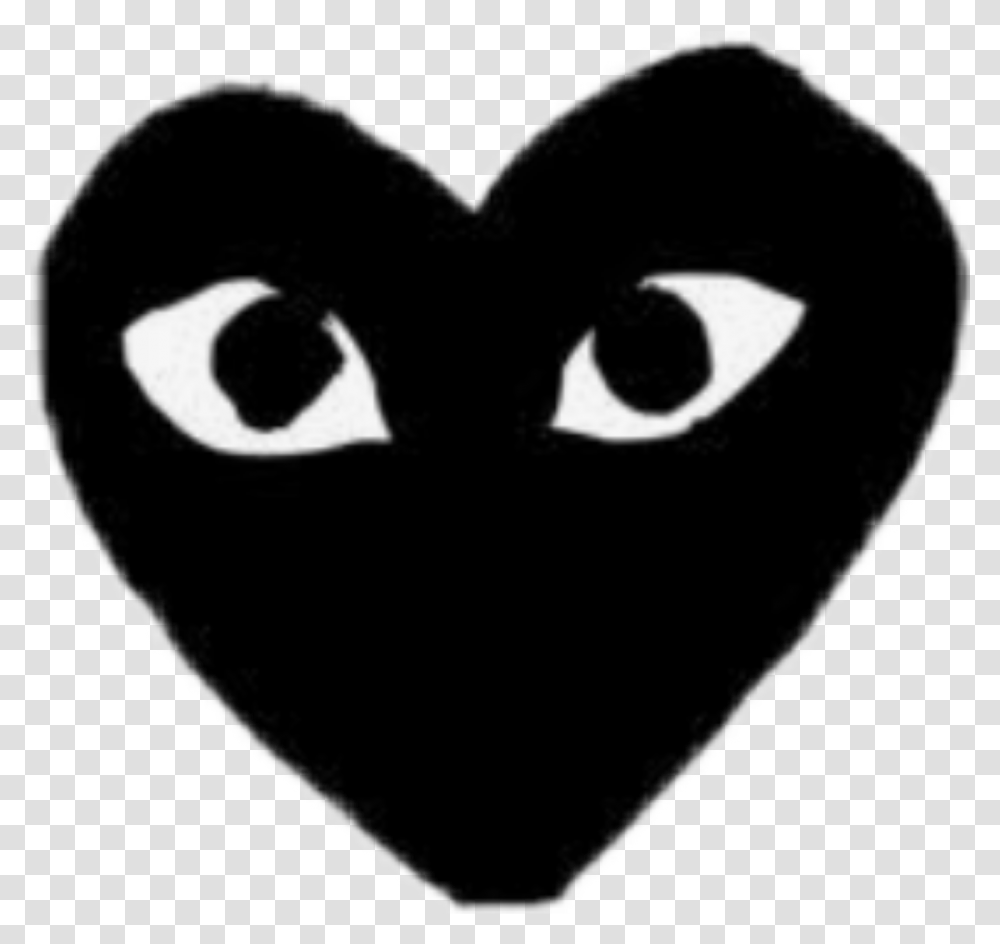 Heart Eyes Black Love Emot Kawaii Cute Commes Des Garcon, Plectrum, Mask,  Transparent Png