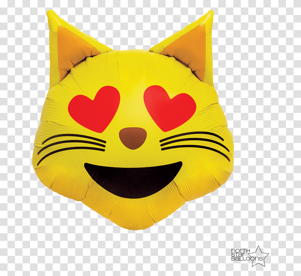 Heart Eyes Emoji Emoji Cat Heart Eyes 22 In Heart Emoji Cat, Cushion, Pillow, Inflatable, Text Transparent Png
