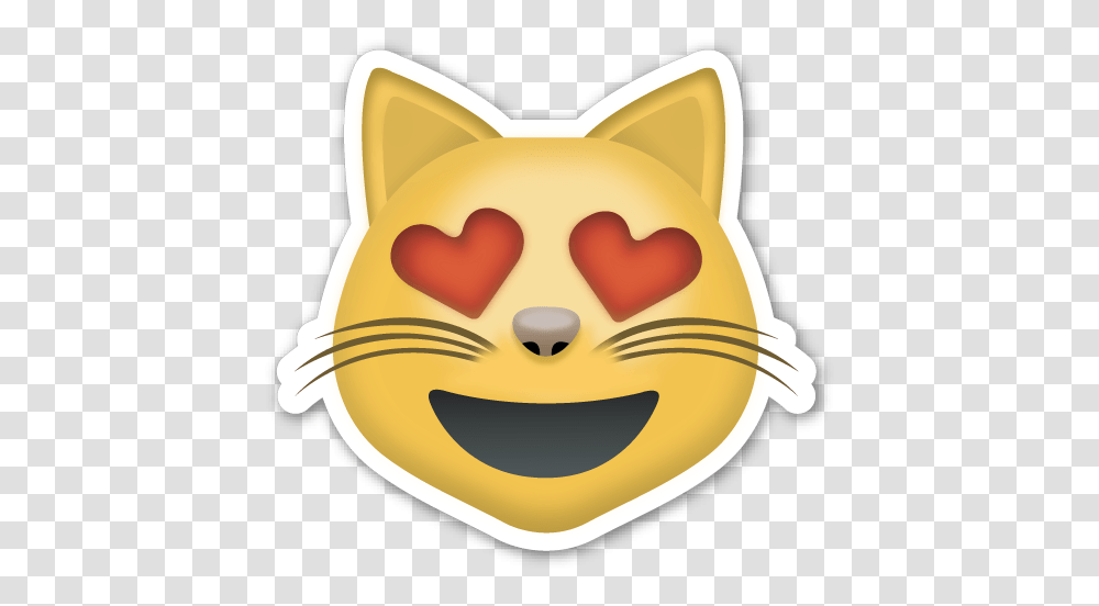 Heart Eyes Emoji Emoji Cat, Label, Text, Animal, Plush Transparent Png