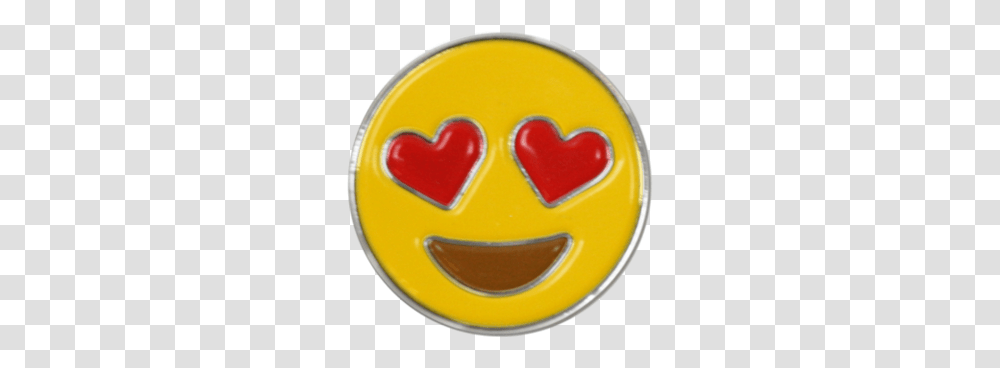 Heart Eyes Emoji Pin Badge Smiley, Symbol, Logo, Trademark, Text Transparent Png