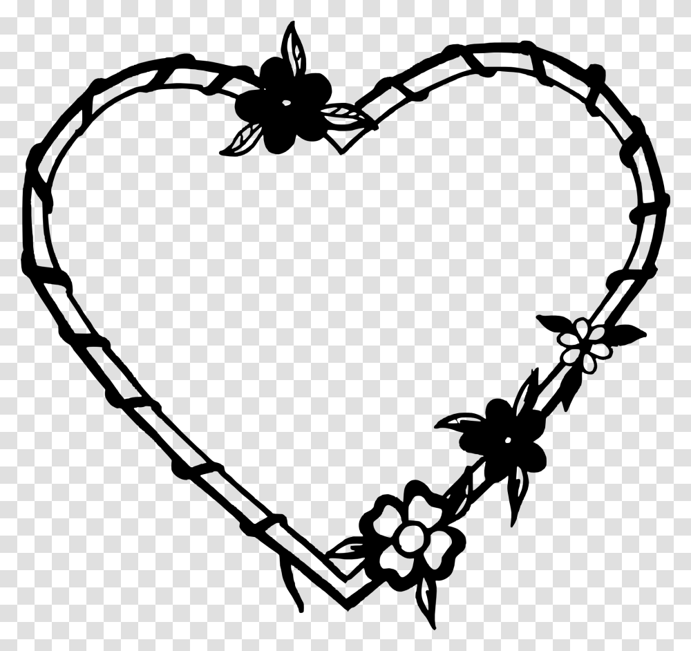 Heart Flower Black, Stencil, Bracelet, Jewelry, Accessories Transparent Png