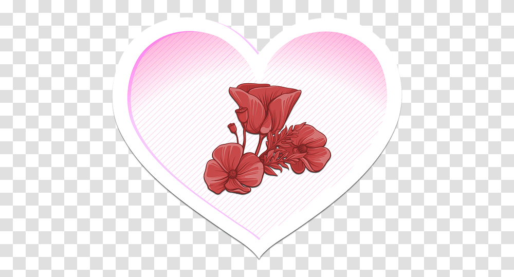 Heart Flower Love Valentine's Day Symbol Affection Valentine's Day Heart, Plant, Blossom, Rug, Petal Transparent Png