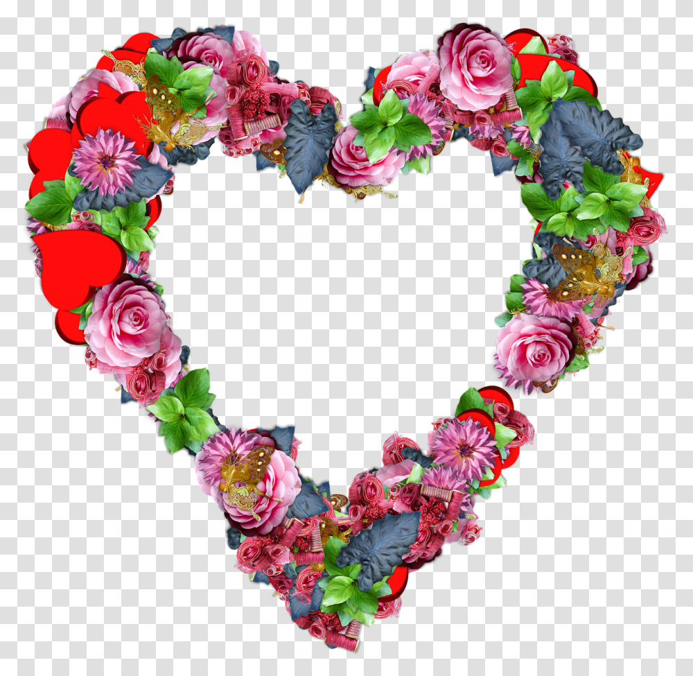Heart Flowers Free Image On Pixabay Flower Love, Graphics, Floral Design, Pattern, Wreath Transparent Png