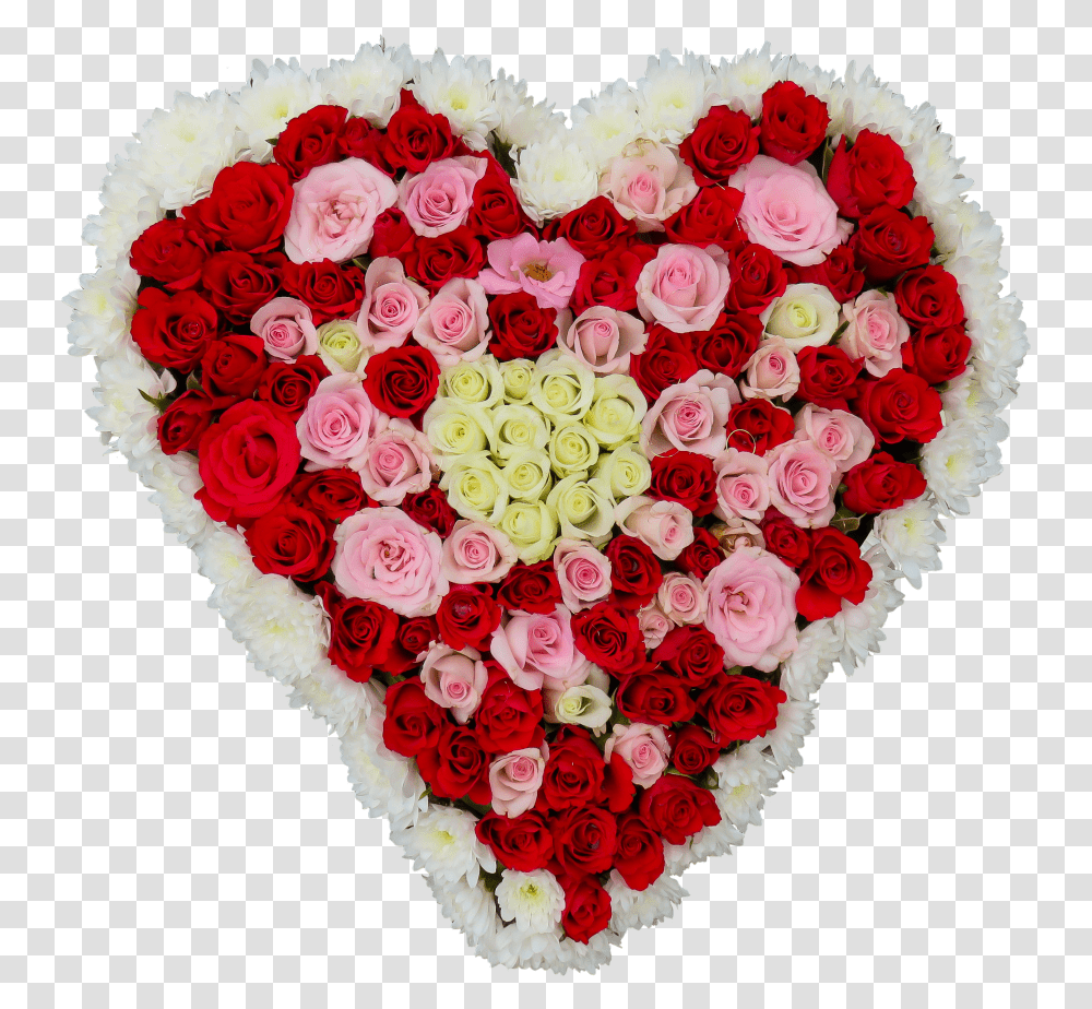 Heart Flowers Roses Love Birthday Bouquet Heart With Red White And Pink Roses, Floral Design, Pattern, Plant Transparent Png