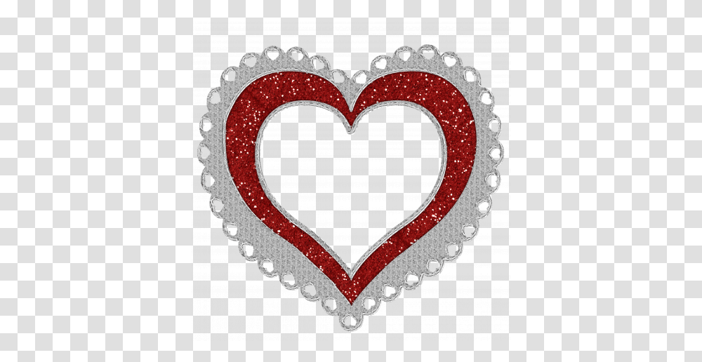 Heart Frame Silver And Red Glitter Graphic, Label, Rug Transparent Png
