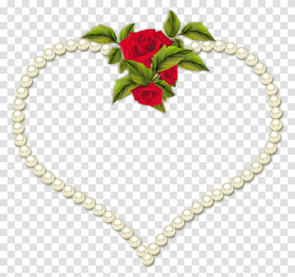 Heart Frame With Roses Heart Pearl Frame, Accessories, Accessory, Graphics, Rug Transparent Png