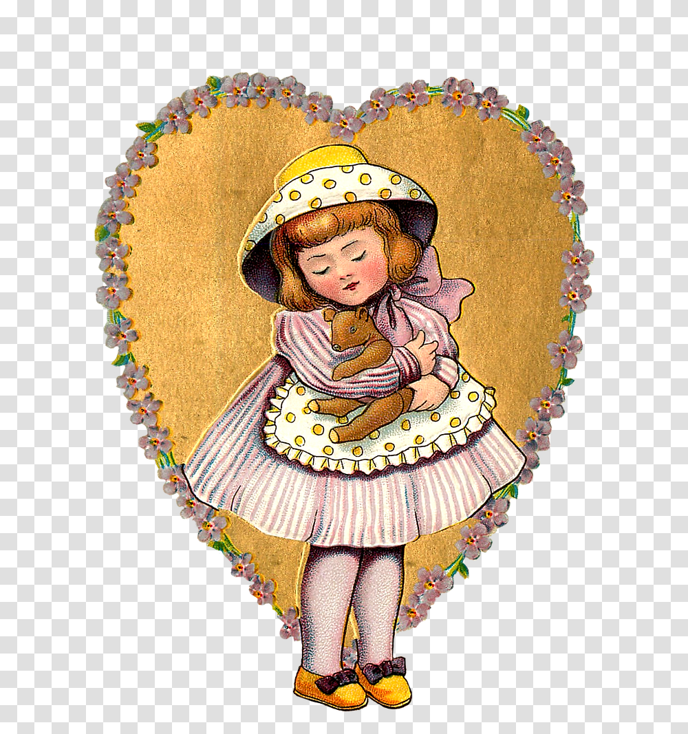 Heart Girl Vintage Free Photo Decoupage Vintage Hearts, Costume, Person, Advertisement, Poster Transparent Png