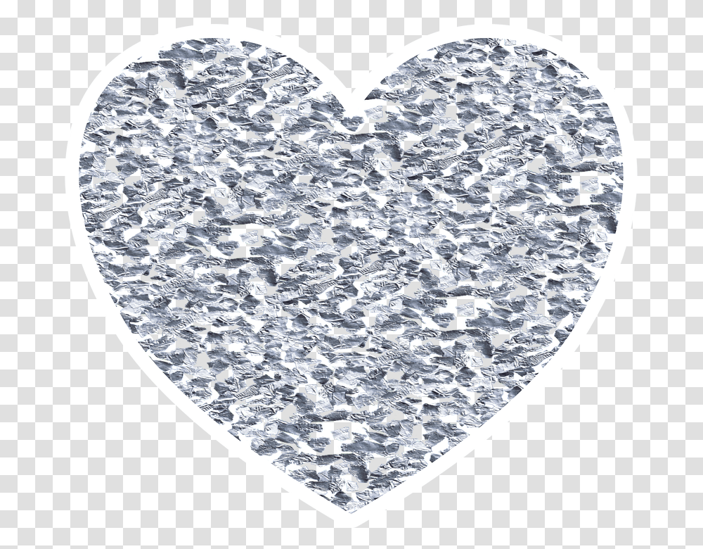 Heart Glitter Valentine Love Silver Celebration Silver Glitter Heart, Rug Transparent Png