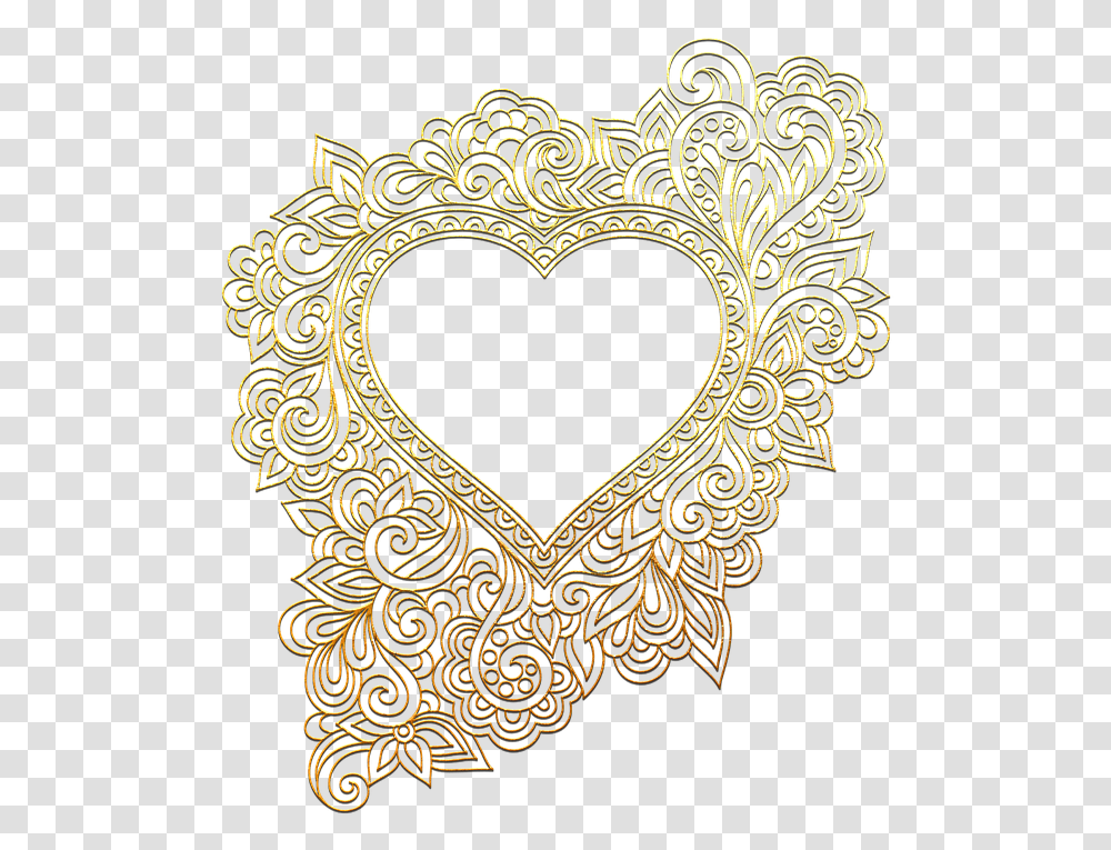 Heart Gold Design Free Image On Pixabay Heart, Pattern, Embroidery, Rug, Lace Transparent Png