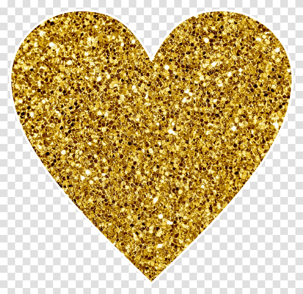 Heart Gold Glitter Goldenheart Heartgold Yellowheart Glitter Yellow Heart, Light, Rug Transparent Png