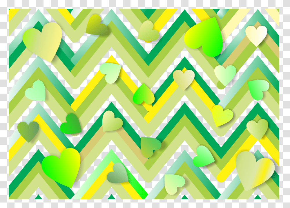 Heart Green Yellow Background Green And Yellow Background Pattern, Poster, Advertisement Transparent Png