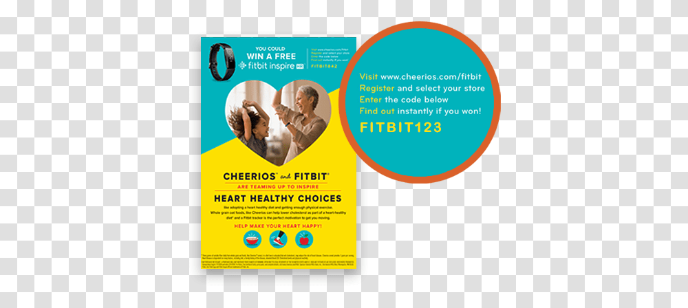 Heart Health Promotion With Fitbit You Could Win Cheerios Cheerios Fitbit Winning Code, Advertisement, Flyer, Poster, Paper Transparent Png