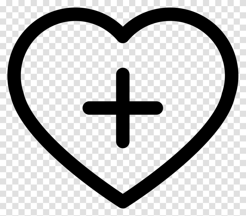 Heart Heart With Plus Icon, Cross, Stencil, Sign Transparent Png