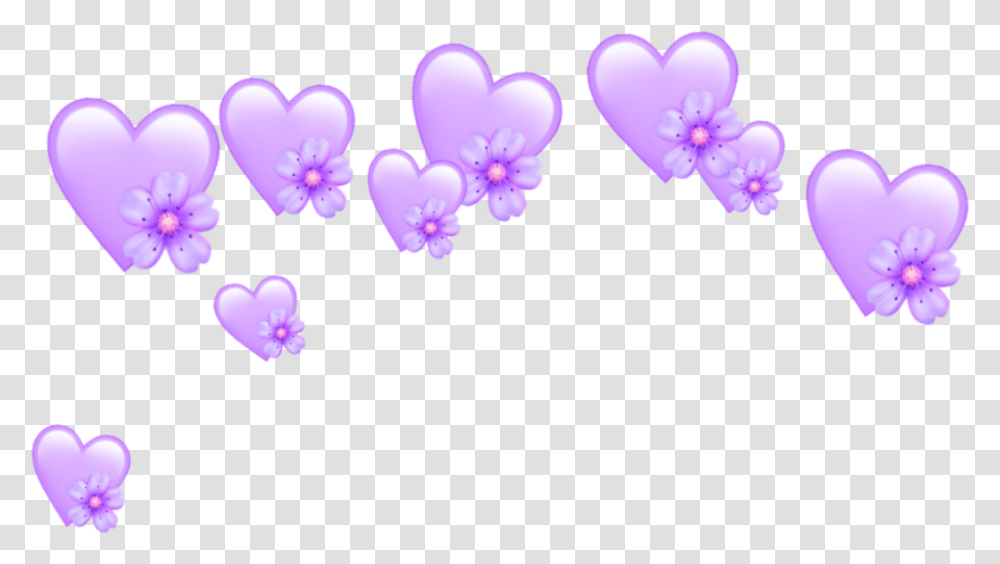 Heart Hearts Crown Emoji Tumblr Purple Heart Crown Cute Heart Crown, Plant, Flower, Blossom, Petal Transparent Png