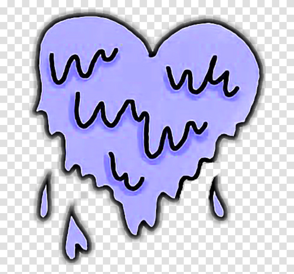 Heart Hearts Purple Blue Drip Dripping Tumblr Clipart Emoji Derretido De Amor, Text, Label, Word, Handwriting Transparent Png