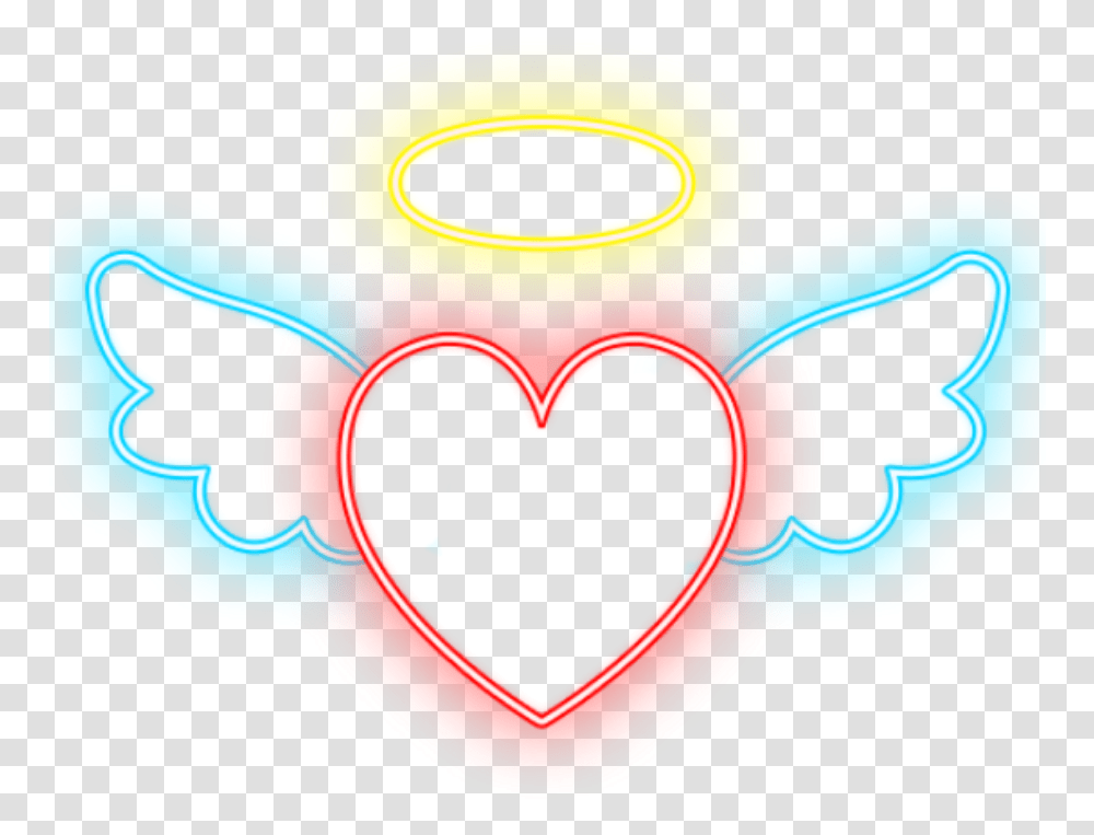 Heart Hearts Wings Halo Angel Neon Glowing Neonlight Heart, Weapon Transparent Png