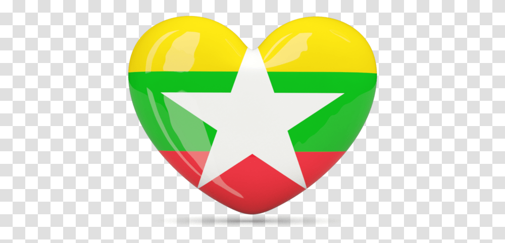 Heart Icon Illustration Of Flag Myanmar Myanmar Flag Heart, Symbol, Star Symbol, Balloon Transparent Png