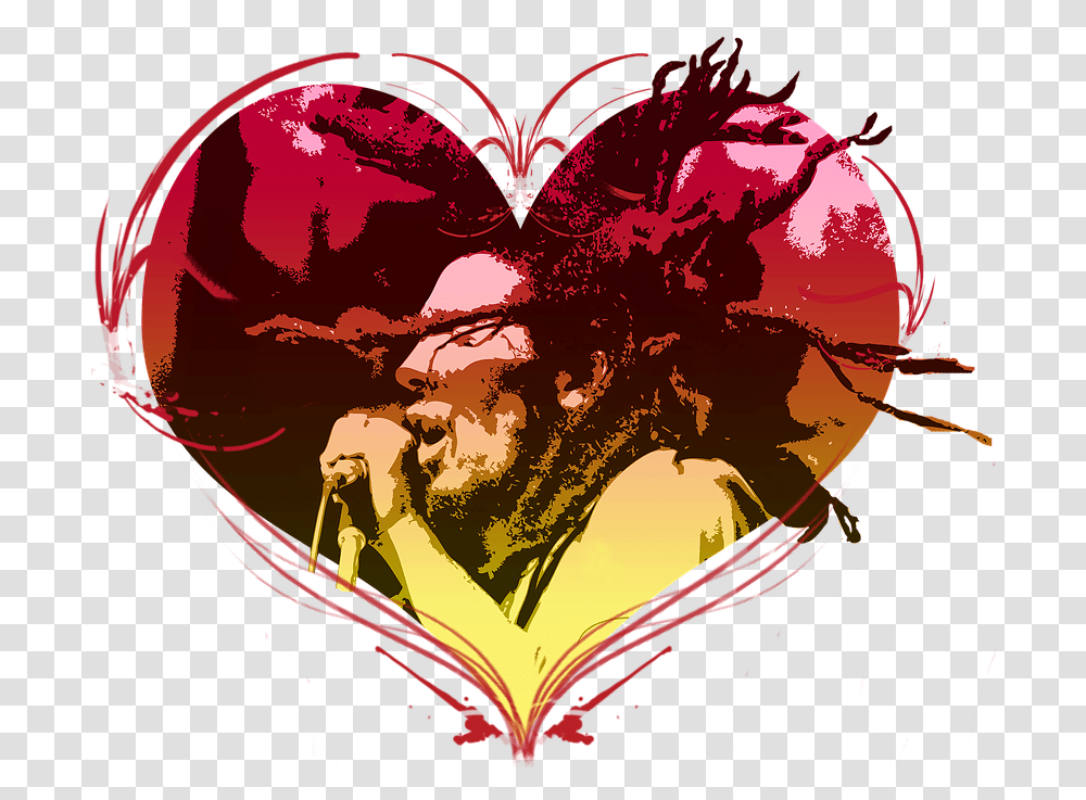 Heart Jamaica Bob Marley Reggae Symbol Music Bob Marley Symbol Hd, Floral Design, Pattern, Modern Art Transparent Png