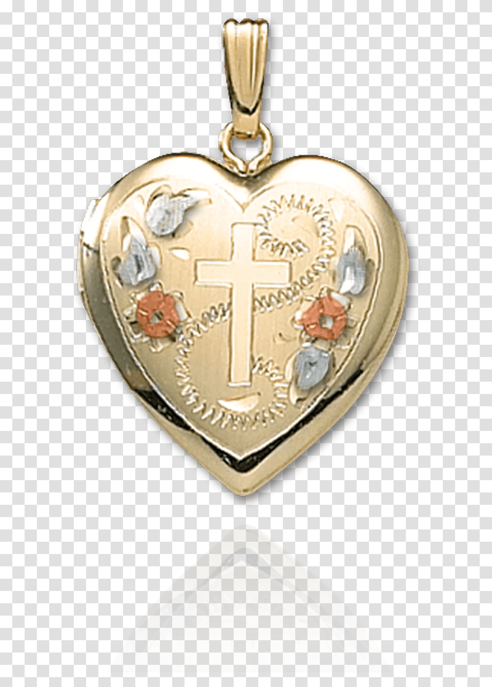 Heart Locket Engraved With Cross And Flower Design Locket, Pendant, Jewelry, Accessories, Accessory Transparent Png