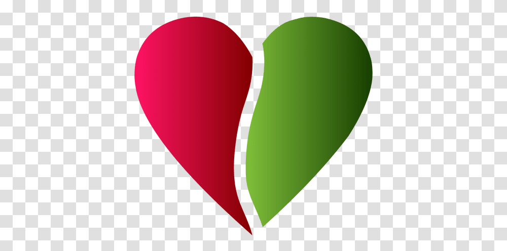 Heart Logo Half Red And Green Color Green And Red Heart, Tennis Ball, Sport, Sports, Balloon Transparent Png